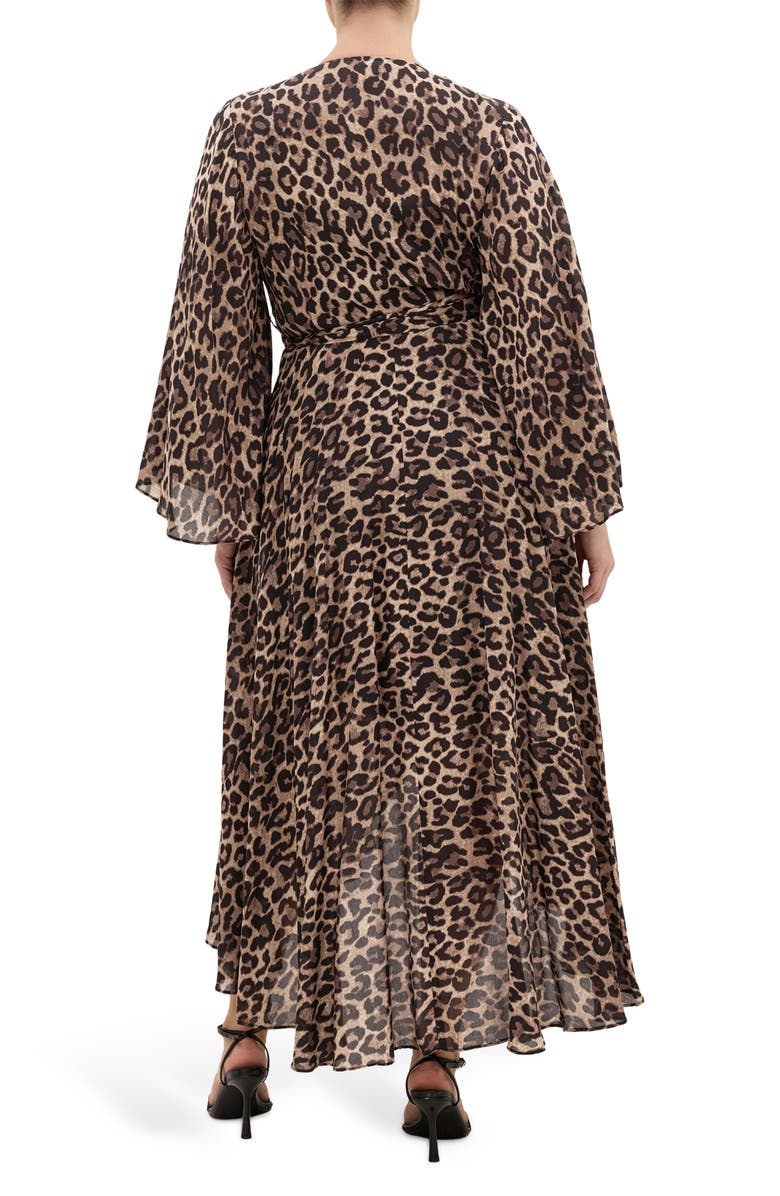 City Chic Eva Long Sleeve Wrap Maxi Dress, Alternate, color, Leopard
