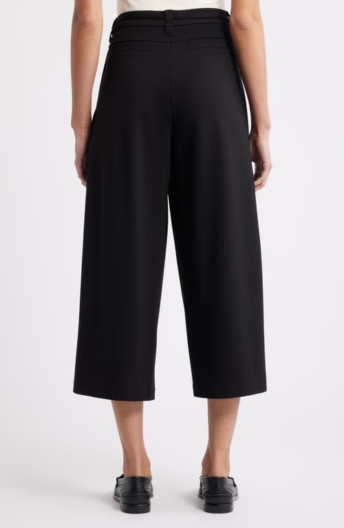 Wit & Wisdom Skyrise Pleated Belted Cropped Wide Leg Trousers In Black