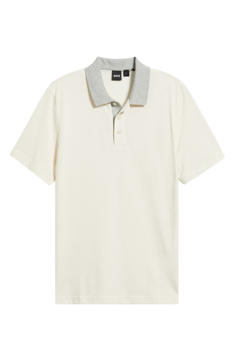 BOSS Parlay Contrast Collar Cotton Polo, Alternate, color, Open White