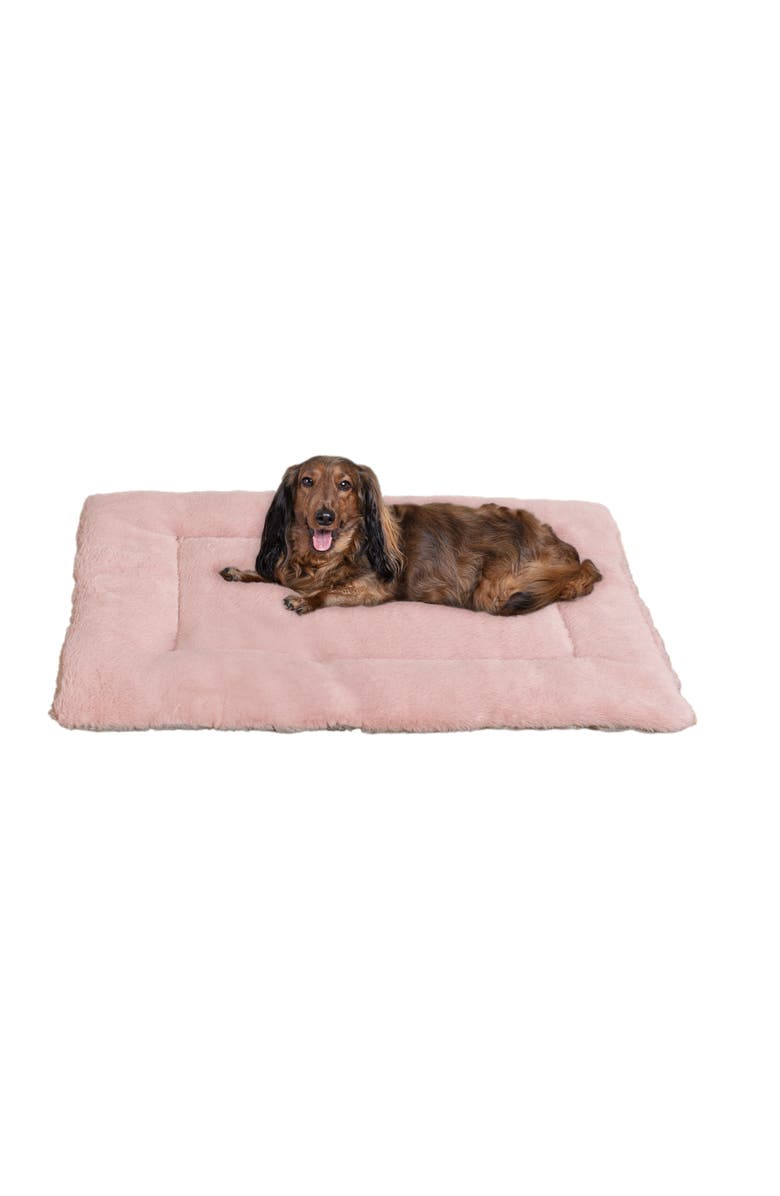 The Licker Store Flora Extra Large Classic Cottage Linen/Plush Ultra Soft Reversible Pet Bed
Crate Mat with Washable Cover, Main, color, Pink/Gray