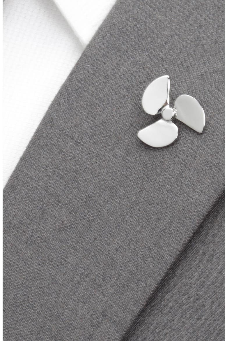 3D Boat Propellor Lapel Pin, Alternate, color, SILVER