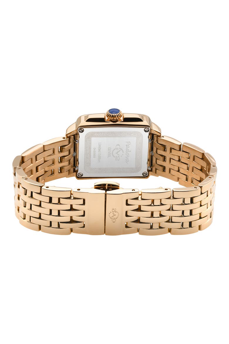 Women's Padova Limited Edition Swiss Quartz Gemstone & Diamond Accented Rectangle Watch, 27 mm x 30 mm - 0.0116 ctw, Alternate, color, ROSE GOLD