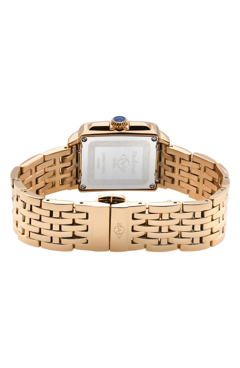 GV2 Women's Padova Limited Edition Swiss Quartz Gemstone & Diamond Accented Rectangle Watch, 27 mm x 30 mm - 0.0116 ctw, Alternate, color, Rose Gold