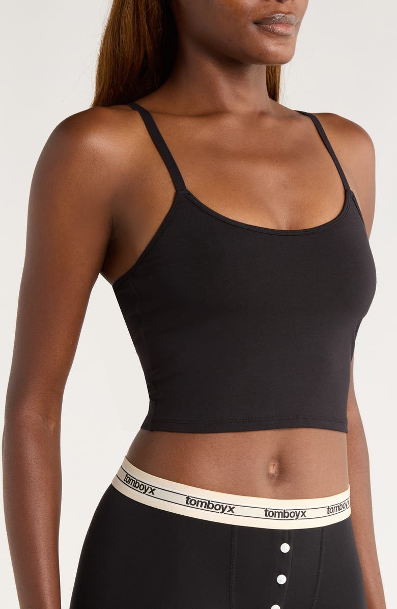 TomboyX Longline Bra Top, Alternate, color, Modal Black
