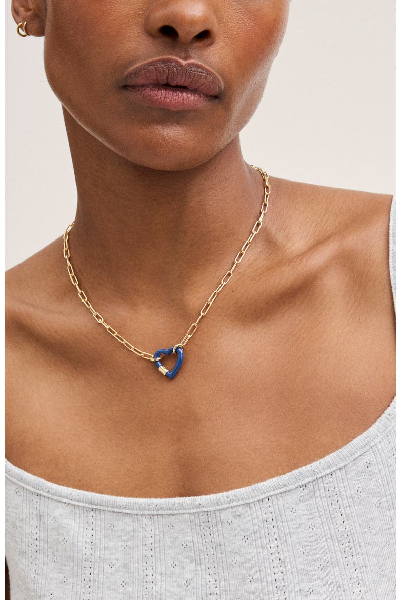 Heart Carabiner Paperclip Chain Necklace, Alternate, color, WARM GOLD