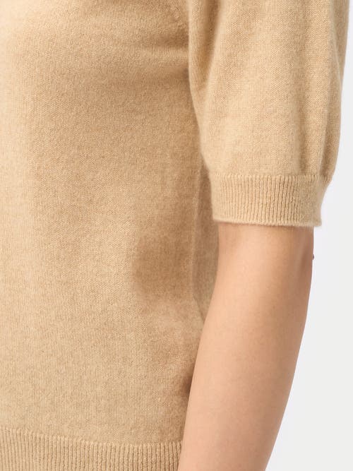 Gobi Mongolian Cashmere Elbow-length Sleeve Cashmere Sweater In Sand