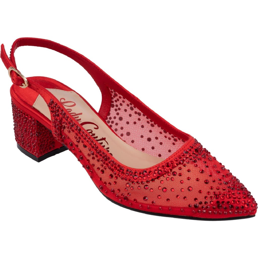 Lady Couture Rhinestone Mesh Slingback In Red