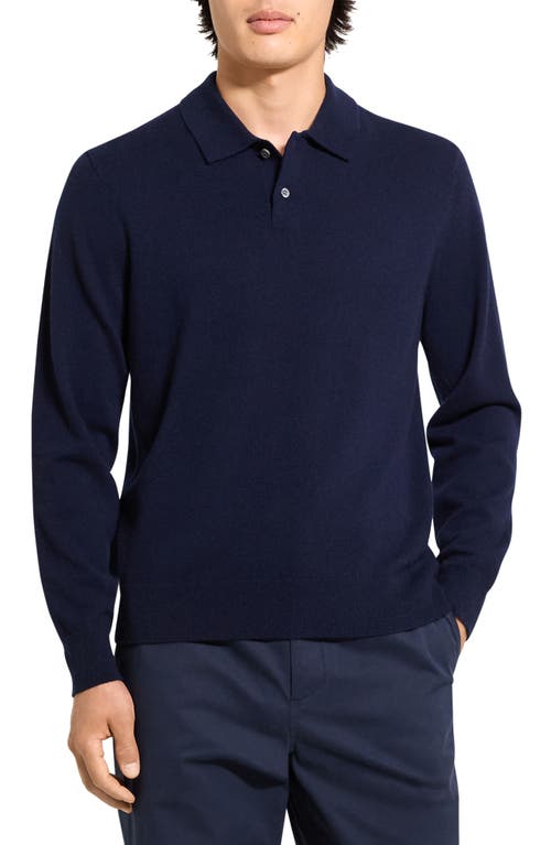 Theory Goris Cashmere Polo Sweater In Blue