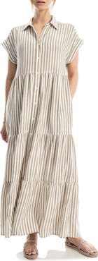 MAX STUDIO Tiered Maxi Shirtdress