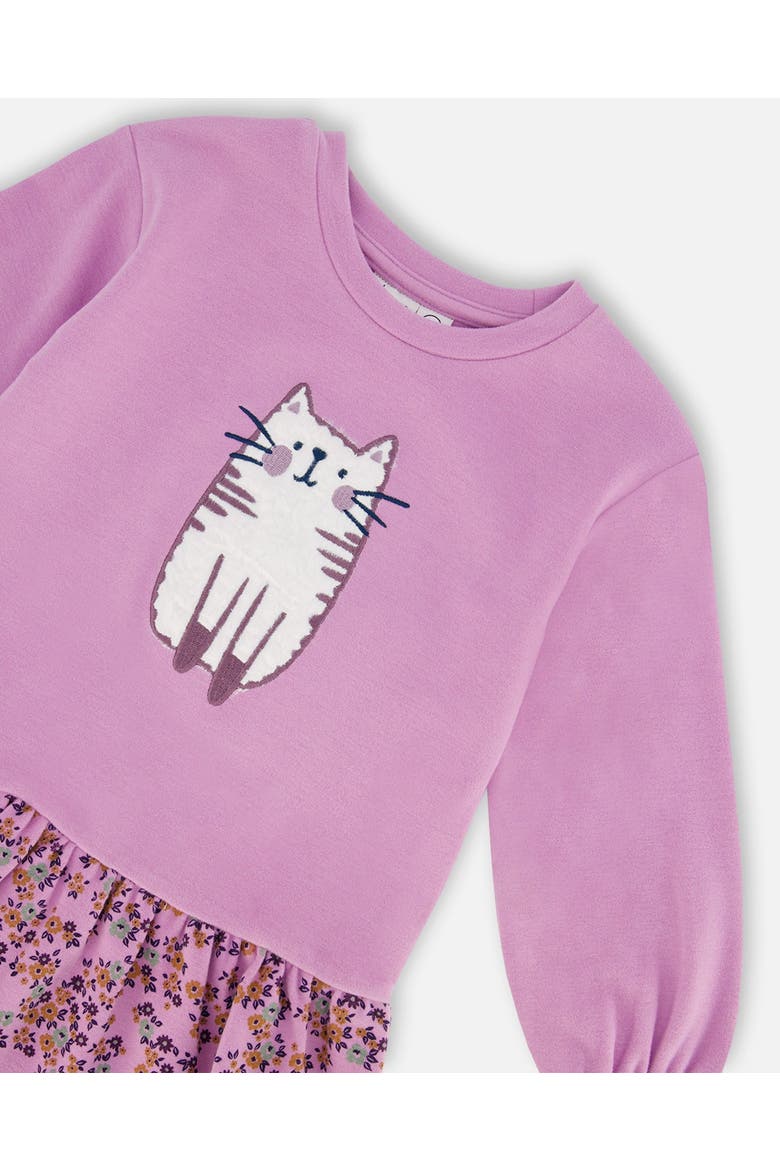 Girl's Super Soft Dress With Print Skirt Lilac Mini Flowers, Alternate, color, Printed Lilac Little Flowers