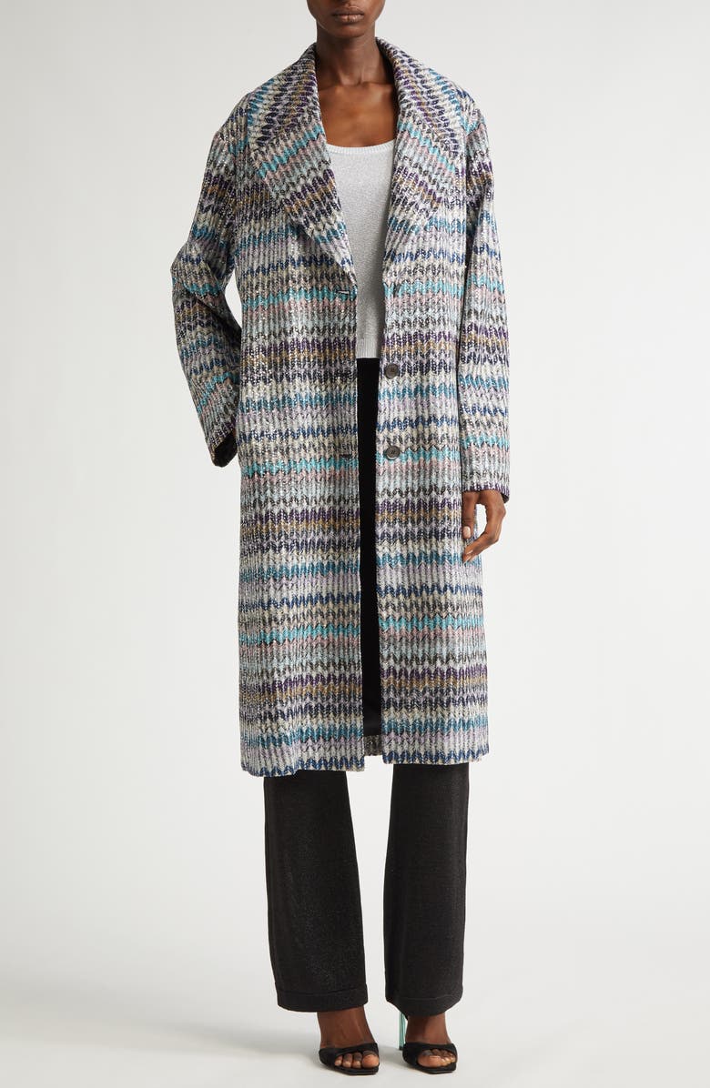 Missoni Sequin Long Jacquard Coat, Main, color, 