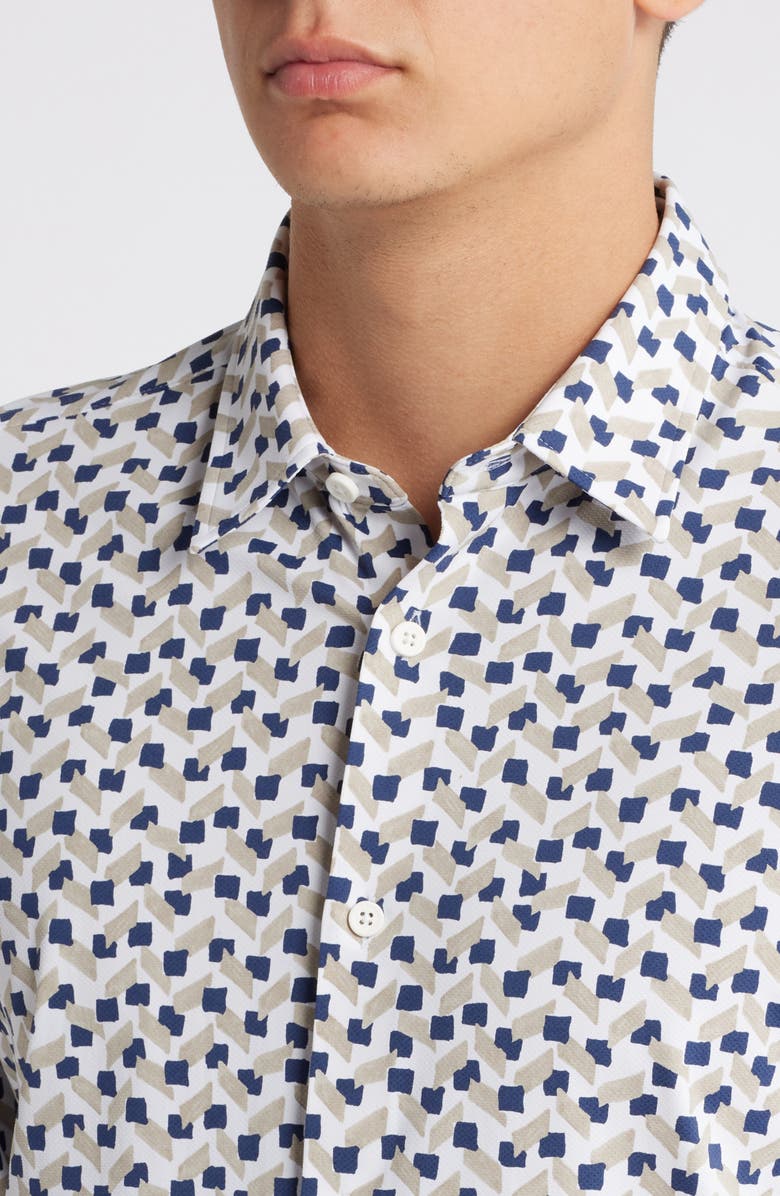 BOSS Roan Stretch Button-Up Shirt, Alternate, color, Bge/Khaki