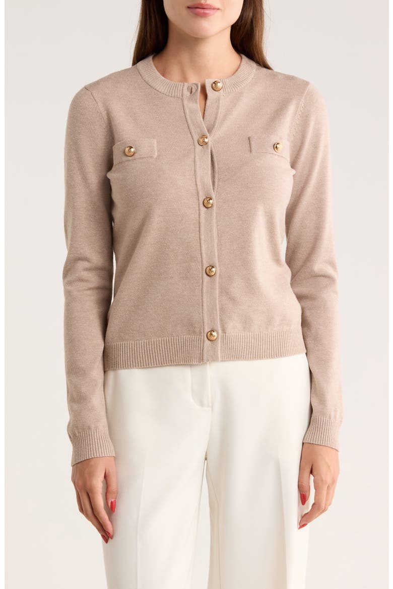 Keira Chest Pocket Cardigan, Main, color, TAPIOCA HEATHER