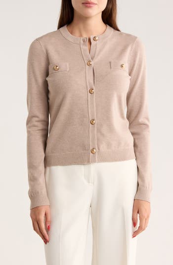 By Design Keira Chest Pocket Cardigan In Brown