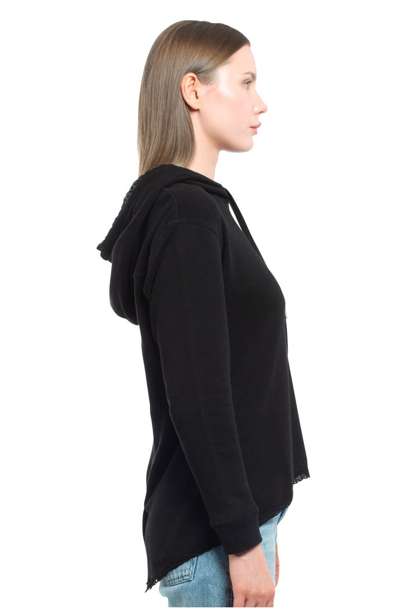 WILT Clothing Hi Lo Lace Hem Hoodie, Alternate, color, Black