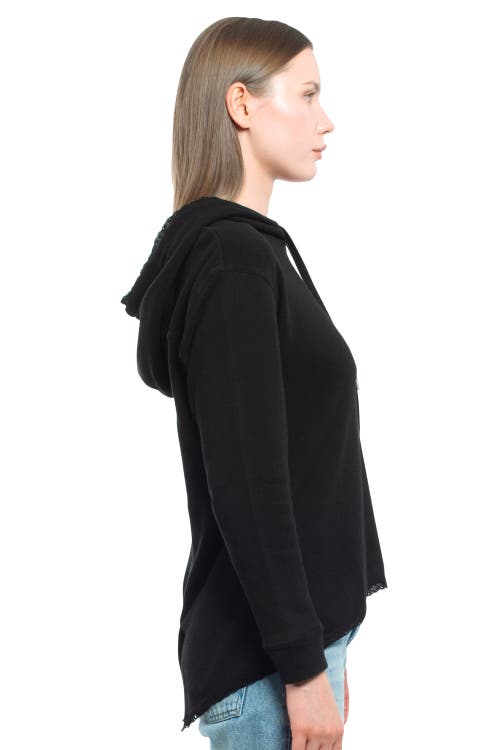 Wilt Clothing Vented Back High-low Lace Hem Hoodie In Pink