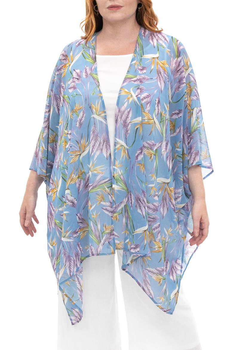 Semi Sheer Open Front Topper, Main, color, SOFT BLUE MULTI