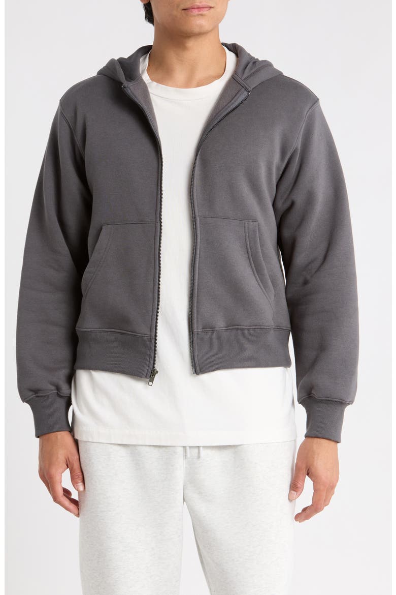 Cropped Fleece Zip Hoodie, Main, color, GREY MAGNET