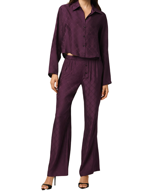 Kiki De Montparnasse Cropped Handcuff Jacquard Pajama Top In Cassis