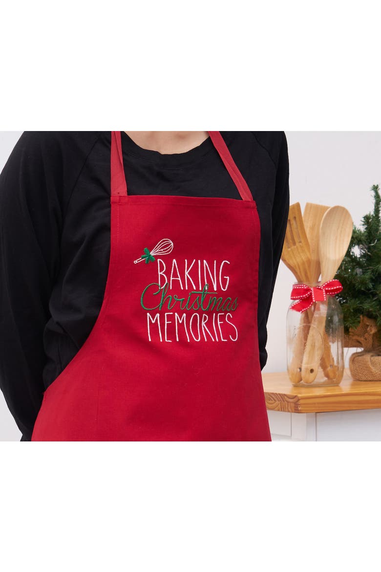 "Baking Christmas Memories" Embroidered Kitchen Cooking Baking Apron, Alternate, color, red