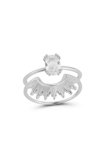 Glaze Jewelry Set Of 2 Sterling Silver Rings In Metallic