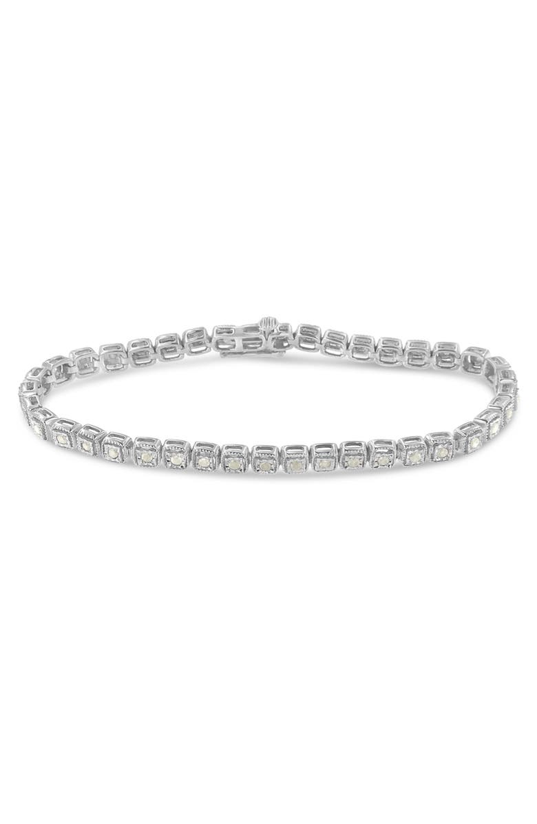 Haus of Brilliance Silver 1.0 Cttw Diamond Miracle-Set Square Milgrain Link Tennis Bracelet, Alternate, color, Silver