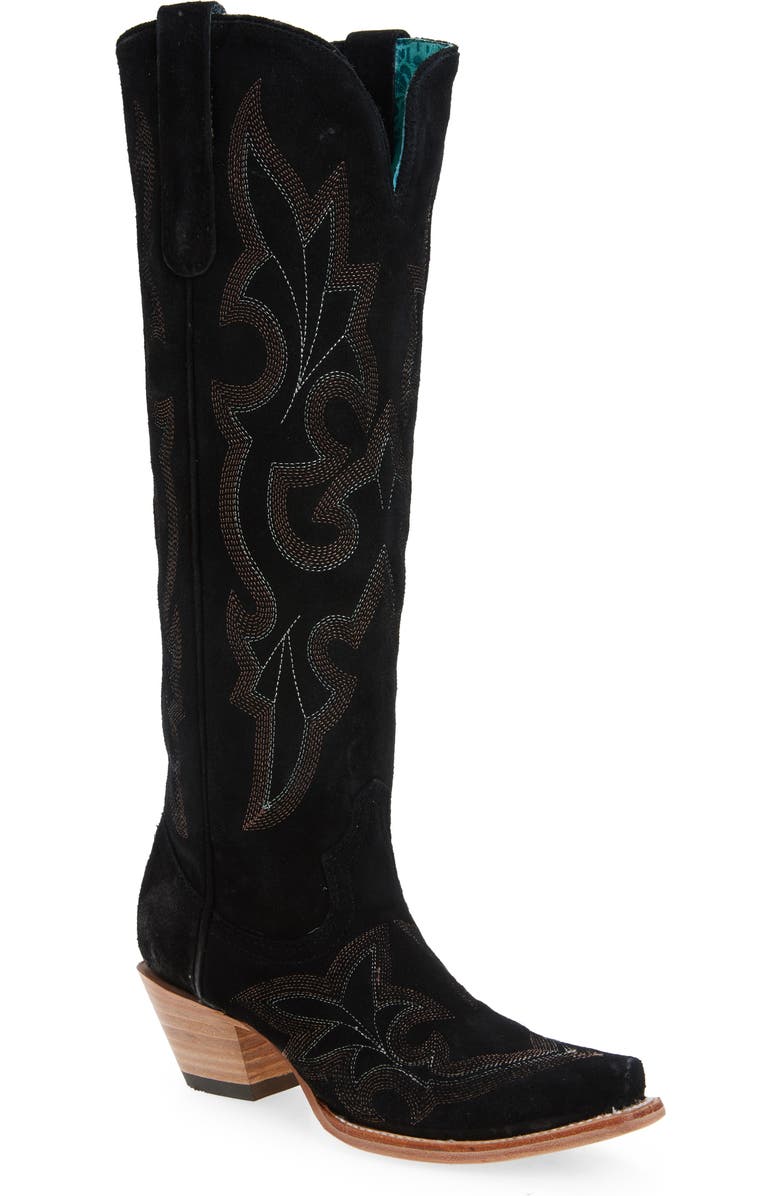 CORRAL Embroidered Knee High Cowboy Boot, Main, color, Black