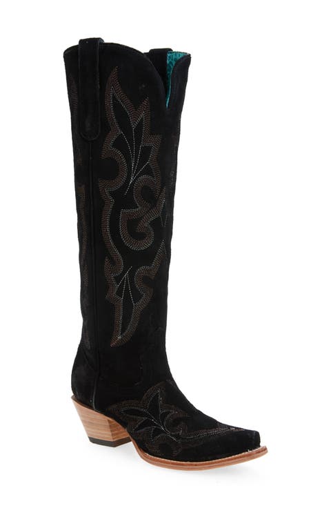 Embroidered Knee High Cowboy Boot (Women)