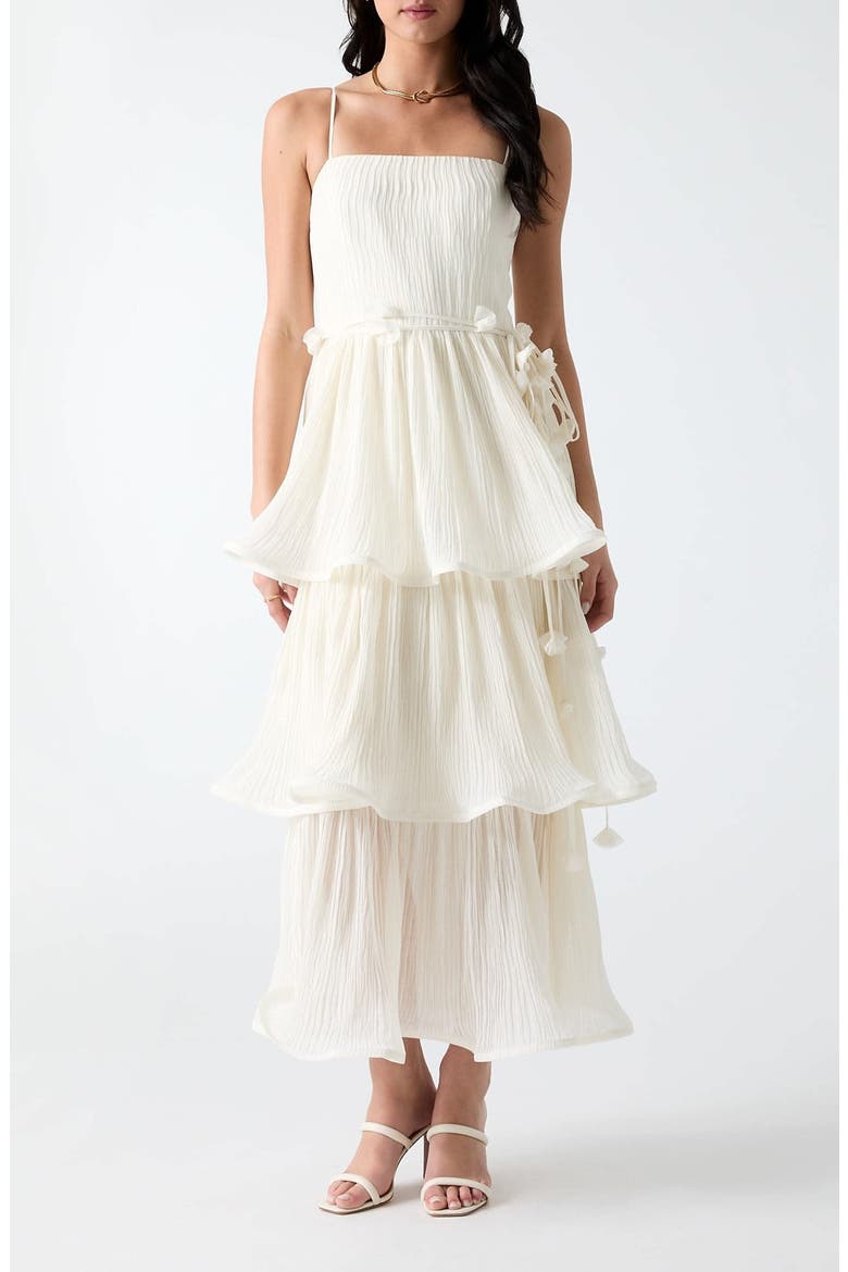 Alessia Sleeveless Tiered Ruffle Maxi Dress, Main, color, WHITE