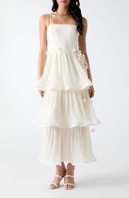 GUESS Alessia Sleeveless Tiered Ruffle Maxi Dress