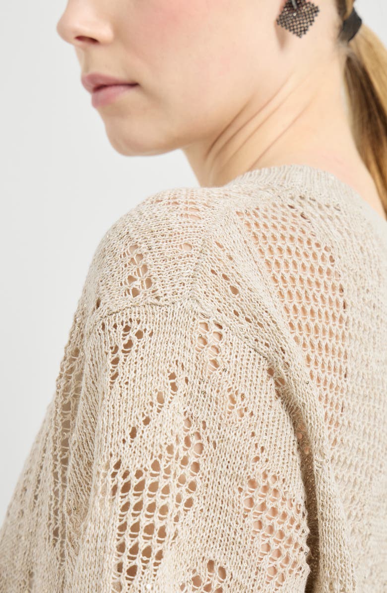 Brunello Cucinelli Dazzling water lilies mini dress, Alternate, color, Beige