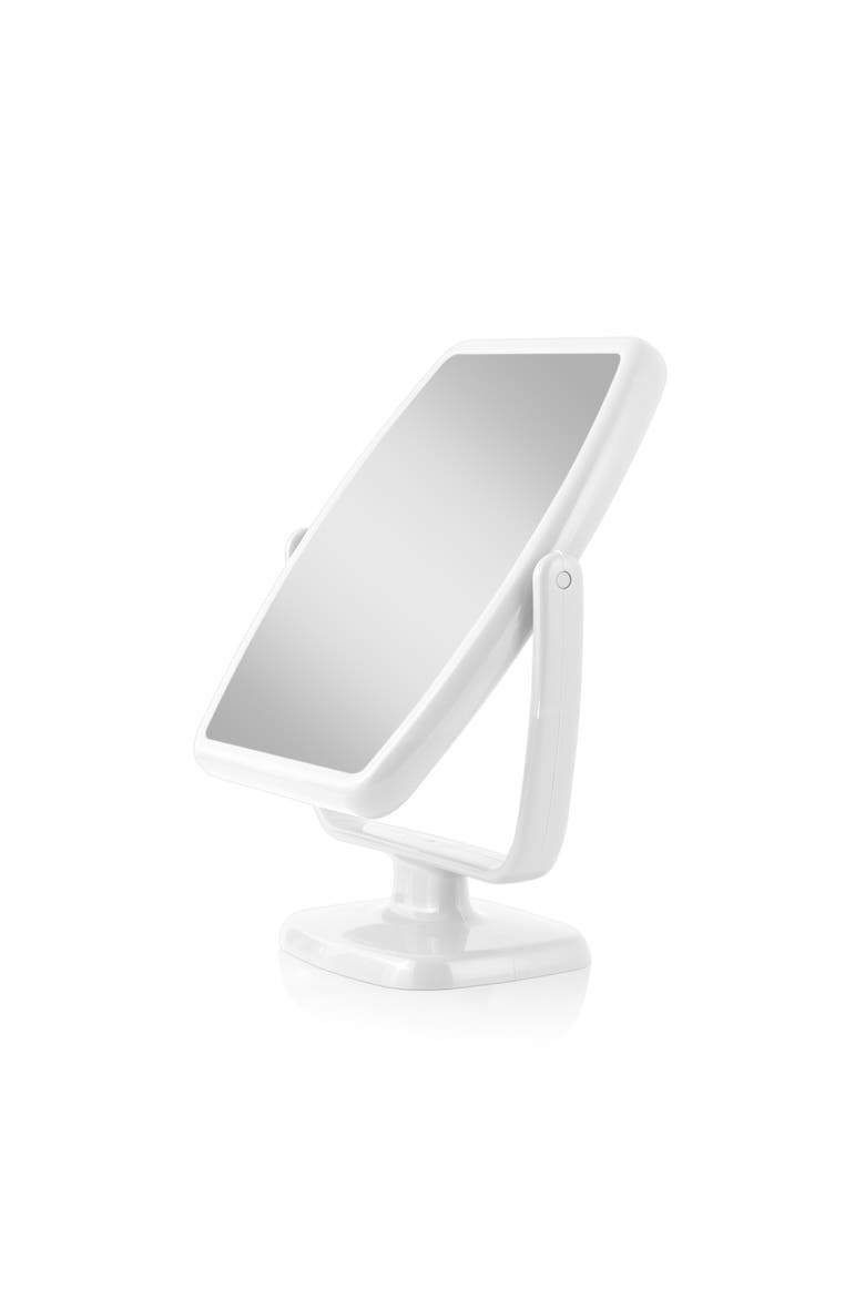 Geo Makeup Mirror with Magnification, Alternate, color, White