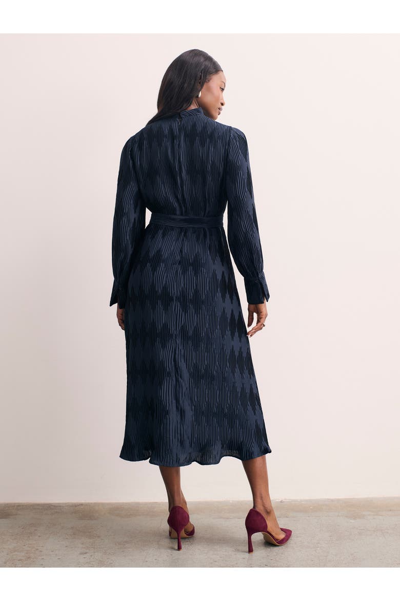 Aurellie Long Sleeve Tie Waist Dress, Alternate, color, Navy