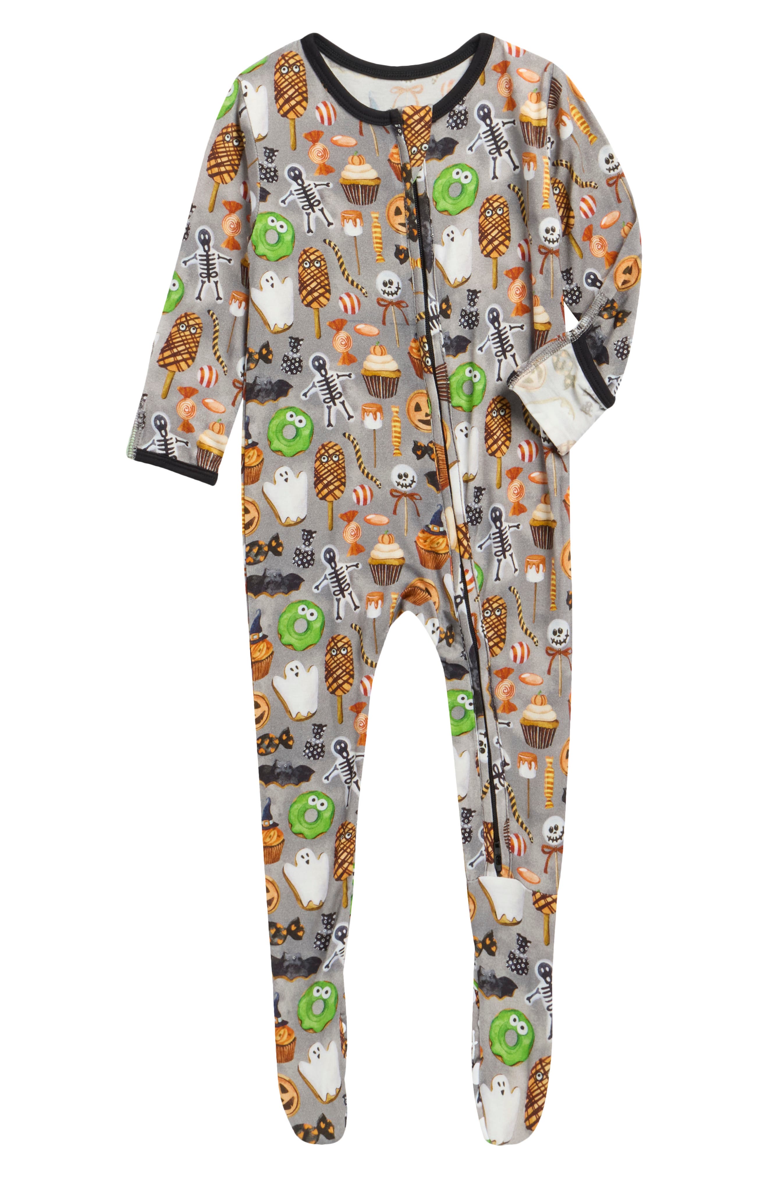 Kickee Pants Kids'  Print Zip Footie In Gray