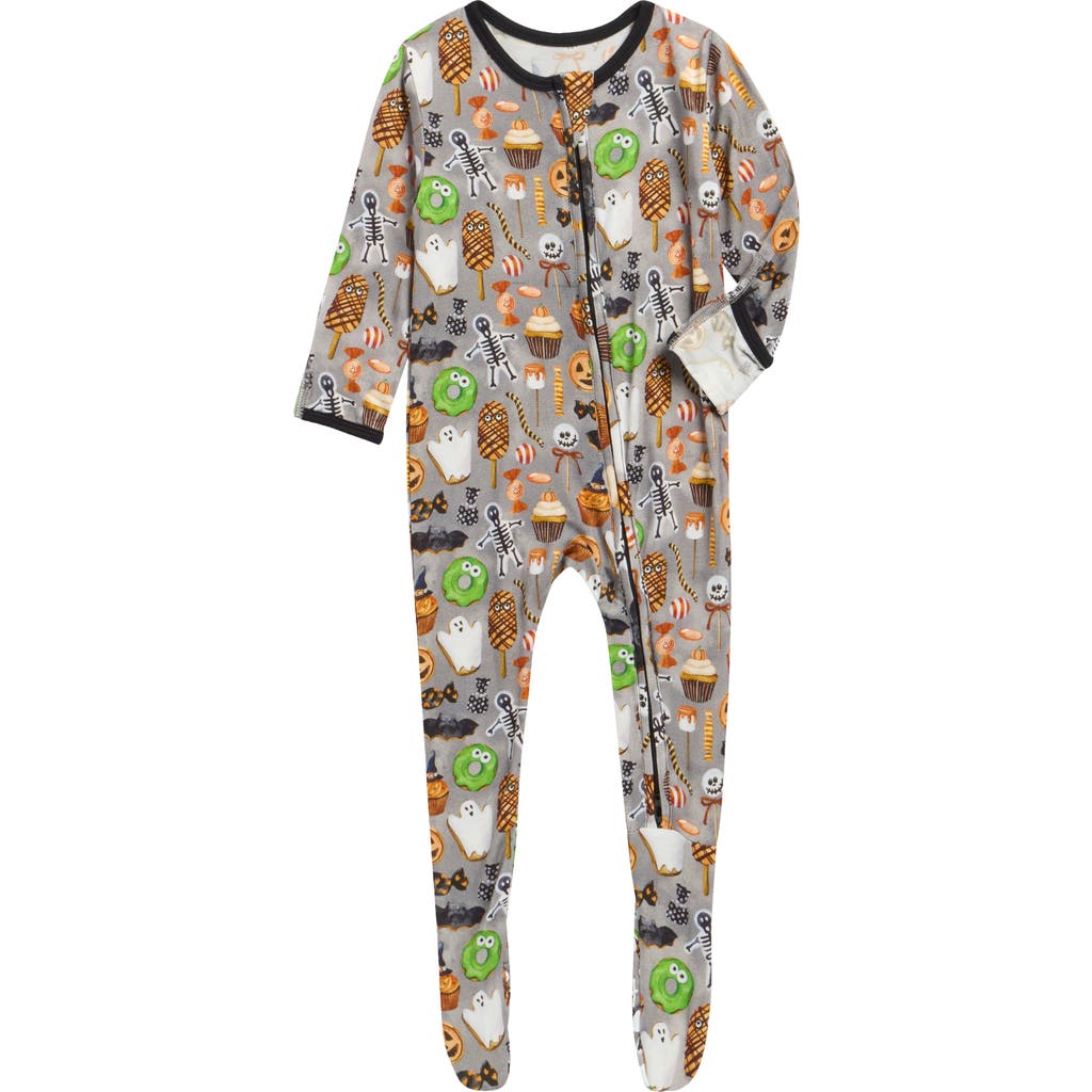 Kickee Pants Kids' Print Zip Footie In Gray
