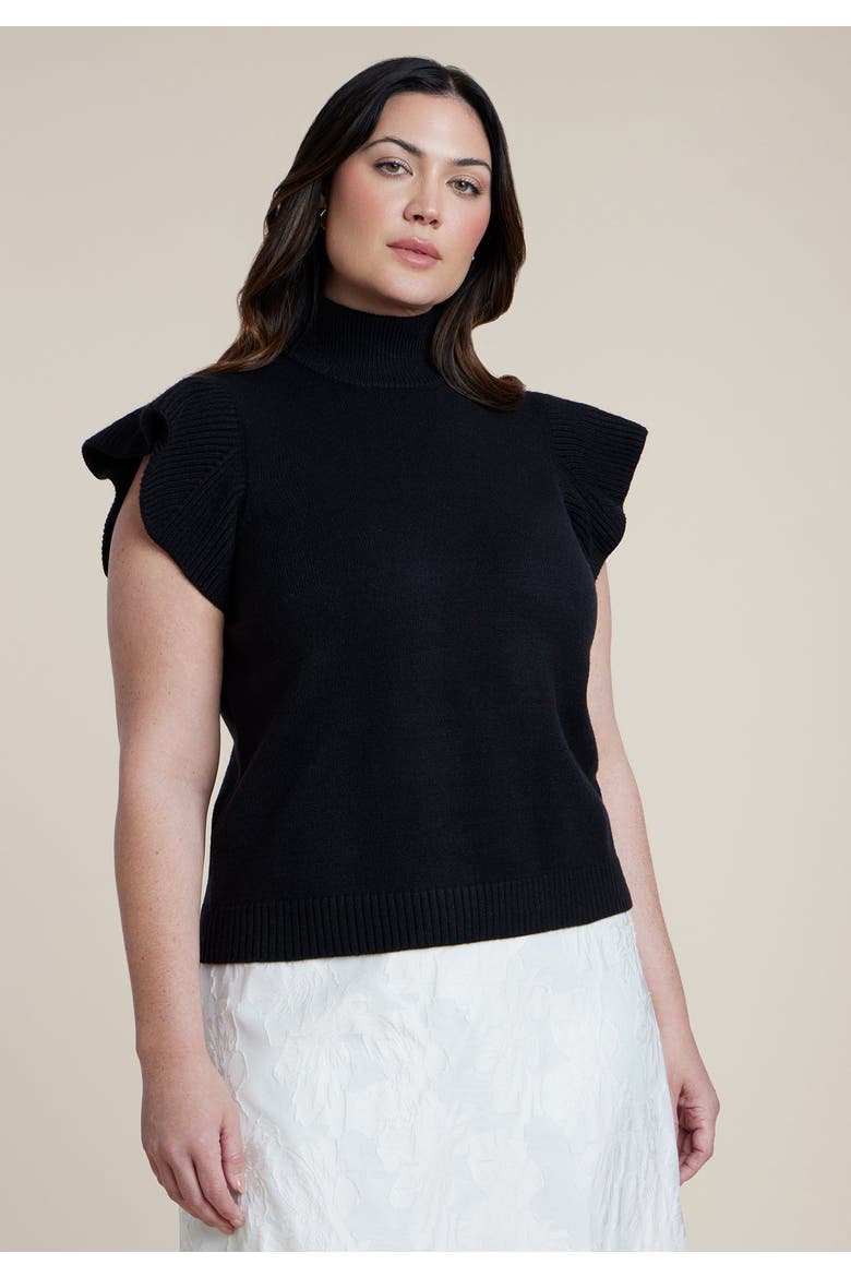 Ruffle Sleeve Sweater, Alternate, color, BLACK ONYX
