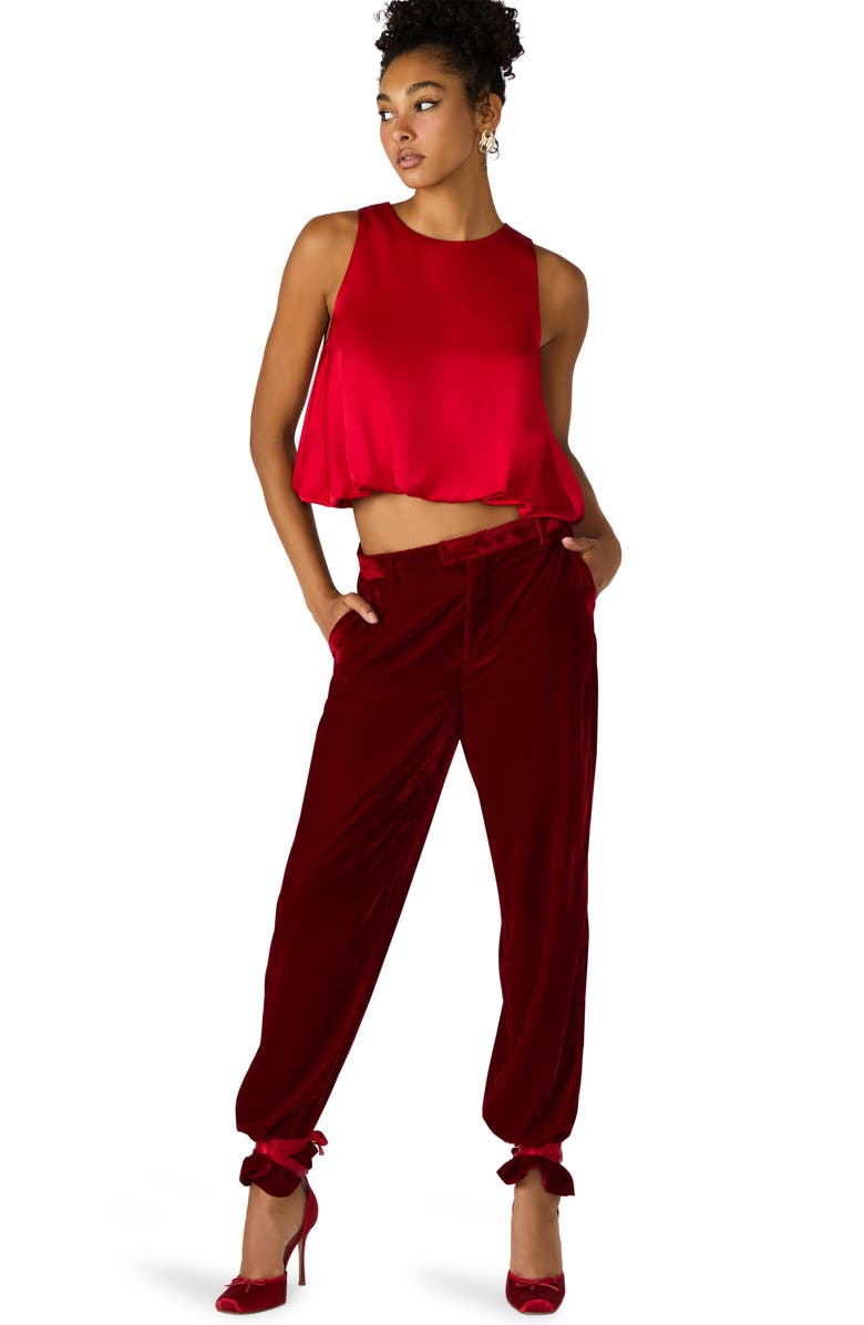 Steve Madden Tonia Velvet Straight Leg Pants, Alternate, color, Red Velvet