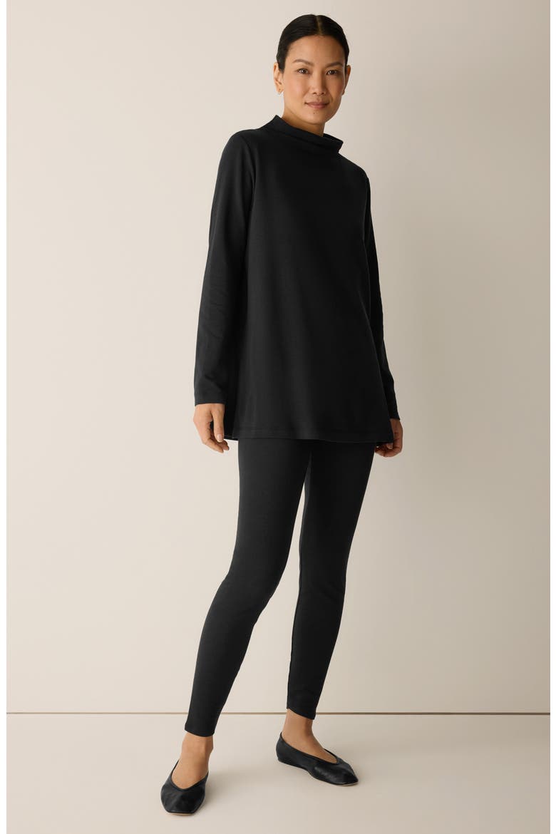 Funnel Neck Long Sleeve Top, Alternate, color, BLACK