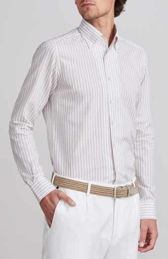 Emanuel Berg Sartorial Stripe Cotton & Linen Dress Shirt
