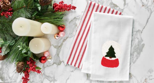 C & F Home C&f Home Snow Globe Tree French Knot Flour Sack Kitchen Towel In Neutral