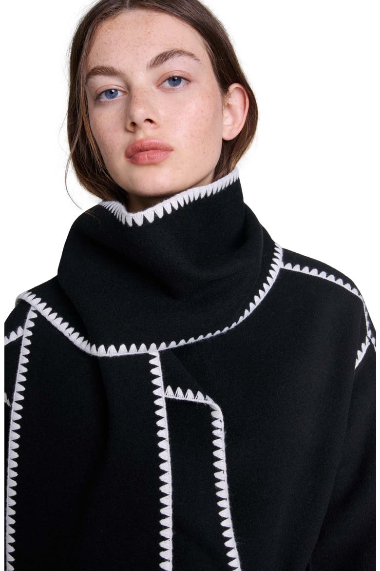 Two-tone double-faced coat, Alternate, color, Black / white