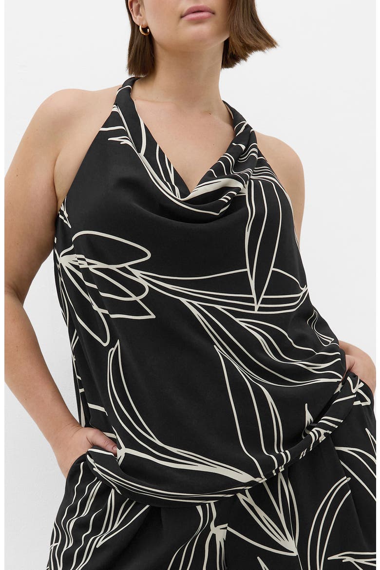Shania Cowl Neck Sleeveless Top, Main, color, BLACK BLOOM