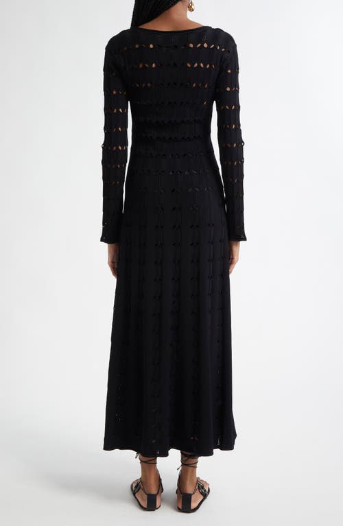 Zimmermann Rhiannon Long Sleeve Pointelle Maxi Sweater Dress In Black