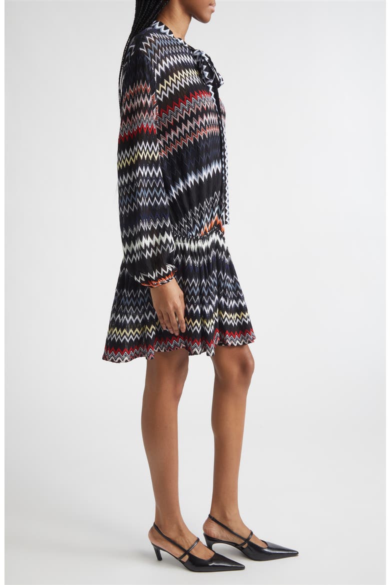 Long Sleeve Zigzag Knit Minidress, Alternate, color, MULTICOLOR W BLACK BS