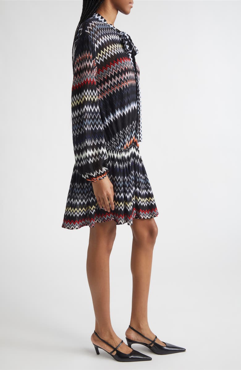 Missoni Long Sleeve Zigzag Knit Minidress, Alternate, color, Multicolor W Black Bs