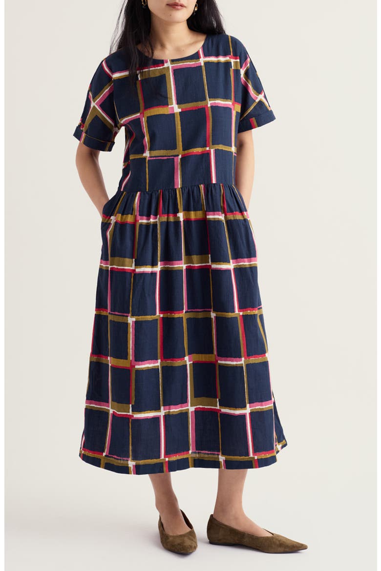 Brouse Windowpane Plaid Dress, Main, color, WINDOW PANES MARITIME ROSA