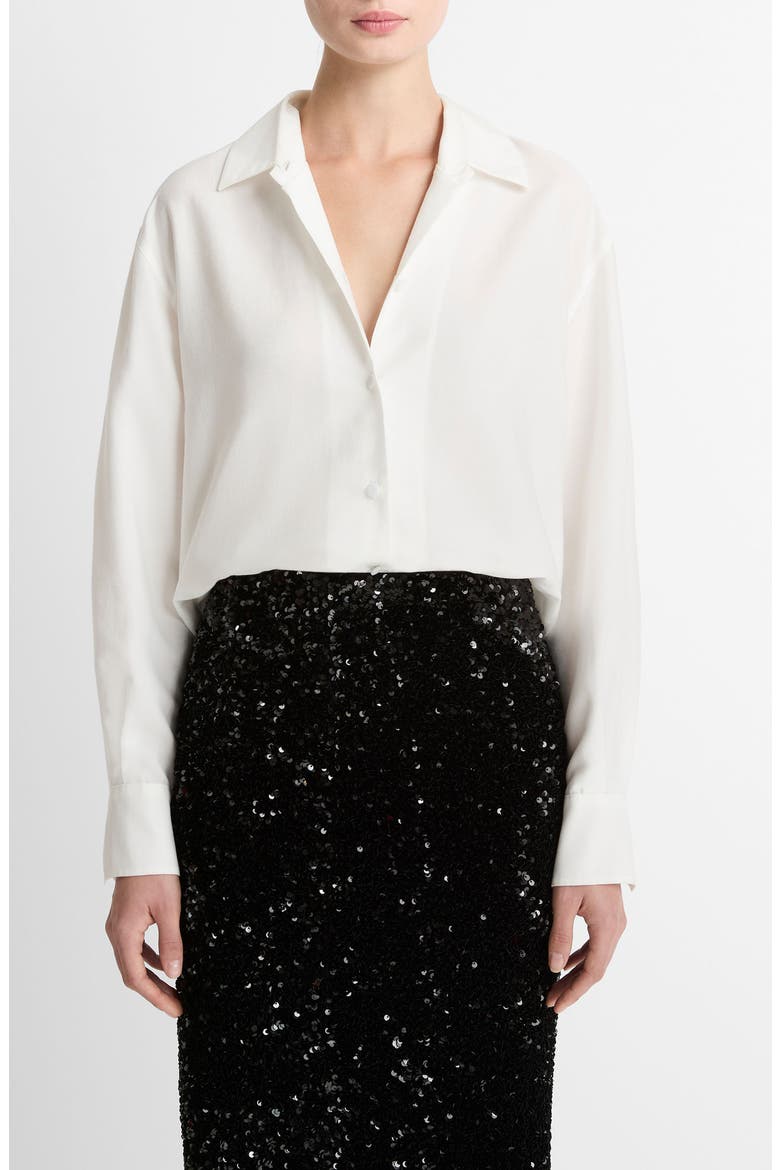 Refined Button-Up Shirt, Main, color, LIGHT CREAM