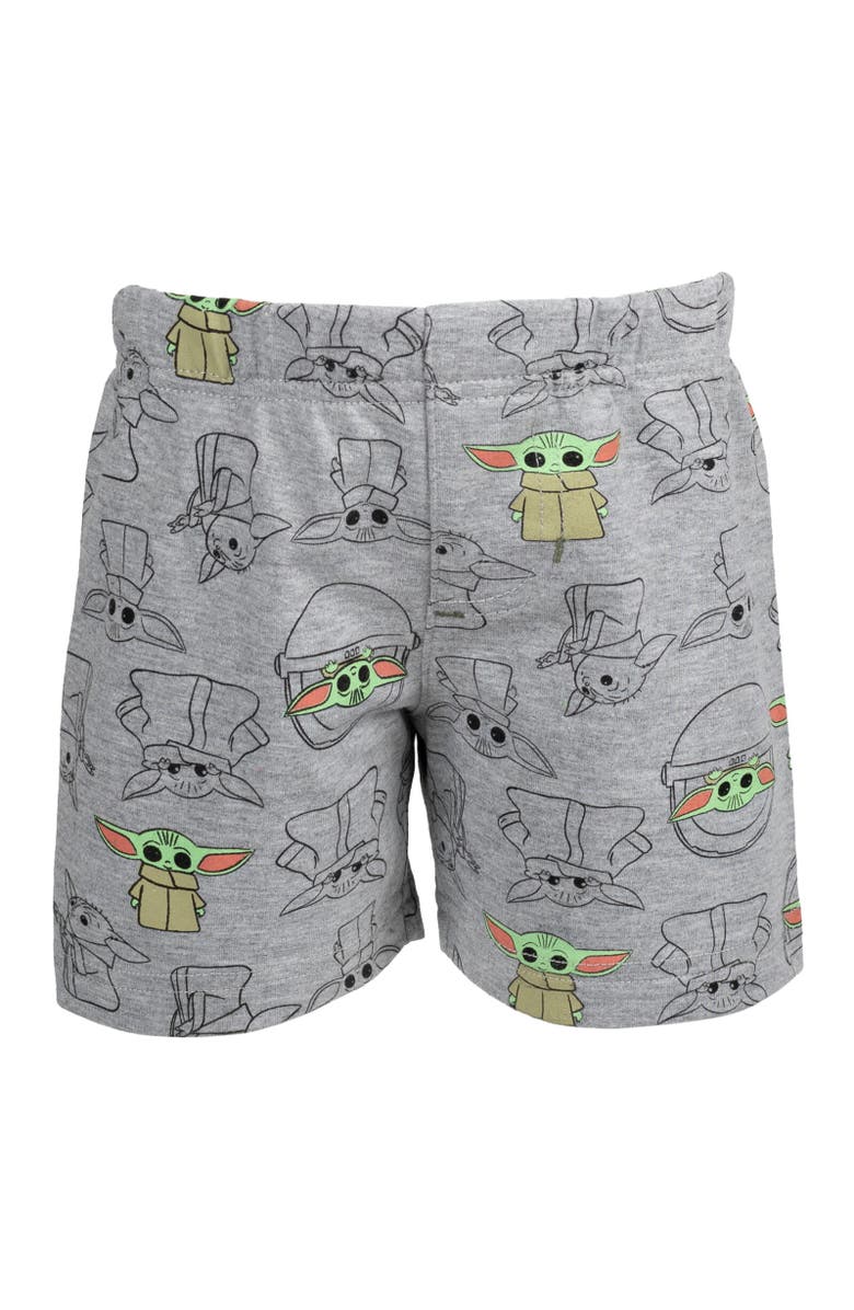 Star Wars Baby Yoda The Mandalorian T-Shirt & French Terry Shorts Set, Alternate, color, Green / Grey