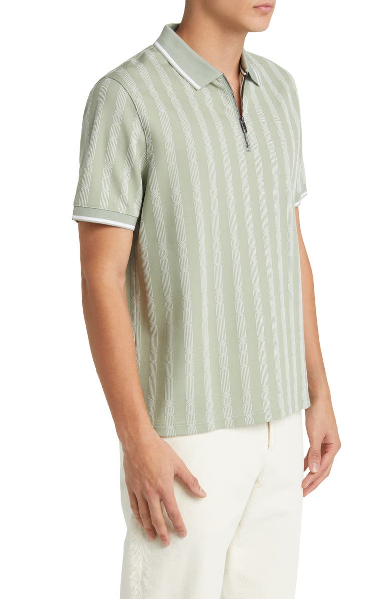 Ted Baker London Icken Regular Fit Cable Stripe Jacquard Zip Polo, Alternate, color, 
