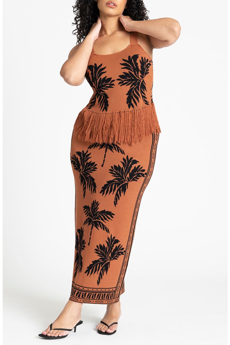 Fringe Crop Sleeveless Sweater, Alternate, color, PALM PRINT